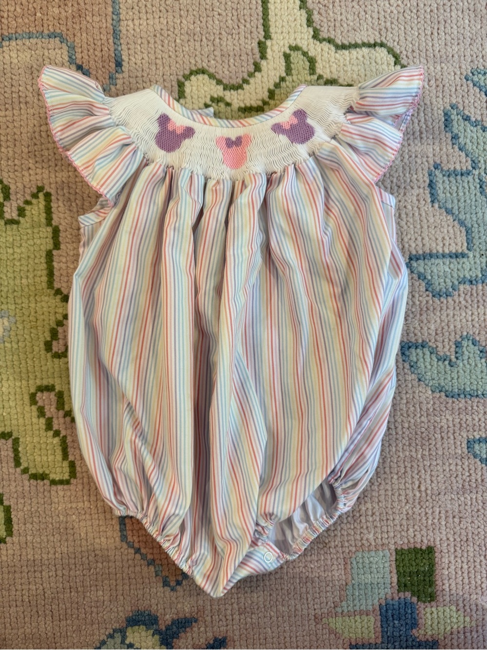 KREWE Pastel Multi-Stripe Smocked Ruffle Bubble